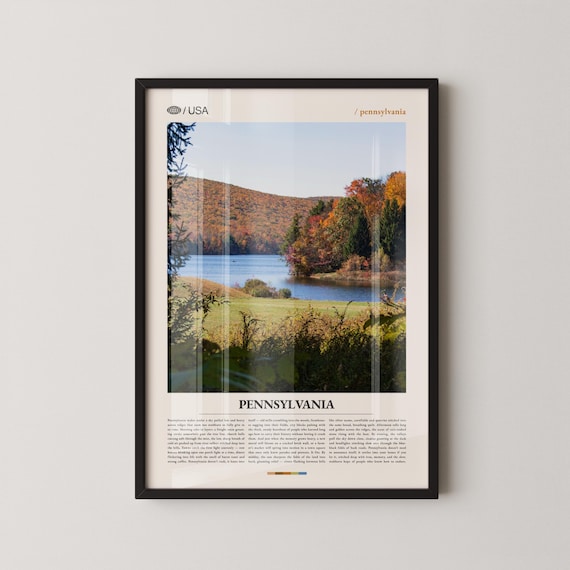 Pennsylvania USA Autumn Lake Hills Fall Colors Travel Photo Poster