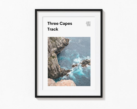 Three Capes Track Poster Tasmania Australia Coastal Cliffs Trail Art