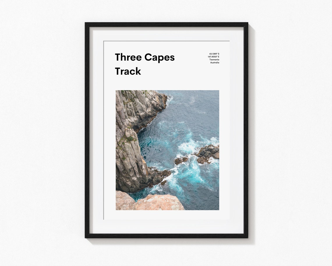 Three Capes Track Poster Tasmania Australia Coastal Cliffs Trail Art