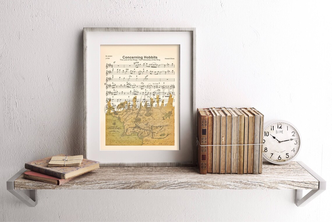 Concerning Hobbits Middle Earth Map Sheet Music Movie Poster