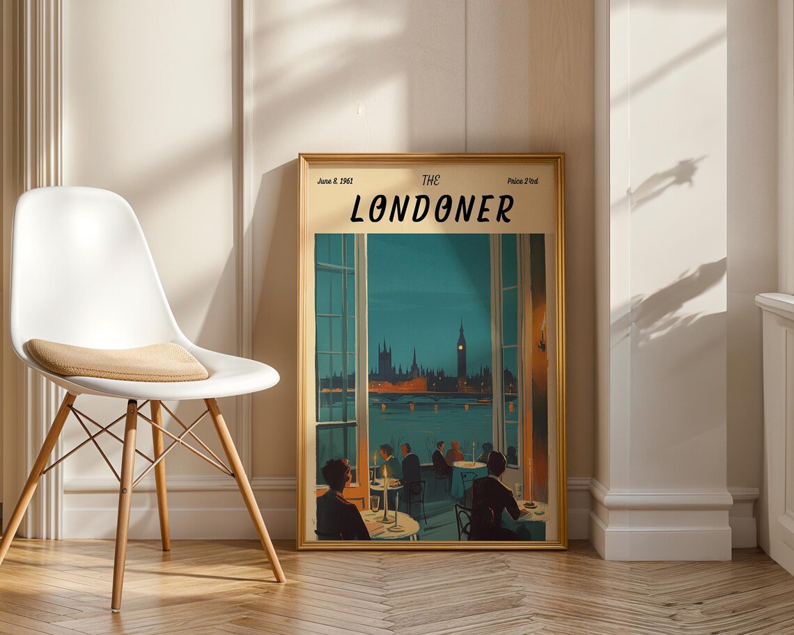 Londoner Newspaper Skyline, 60s Travel Poster