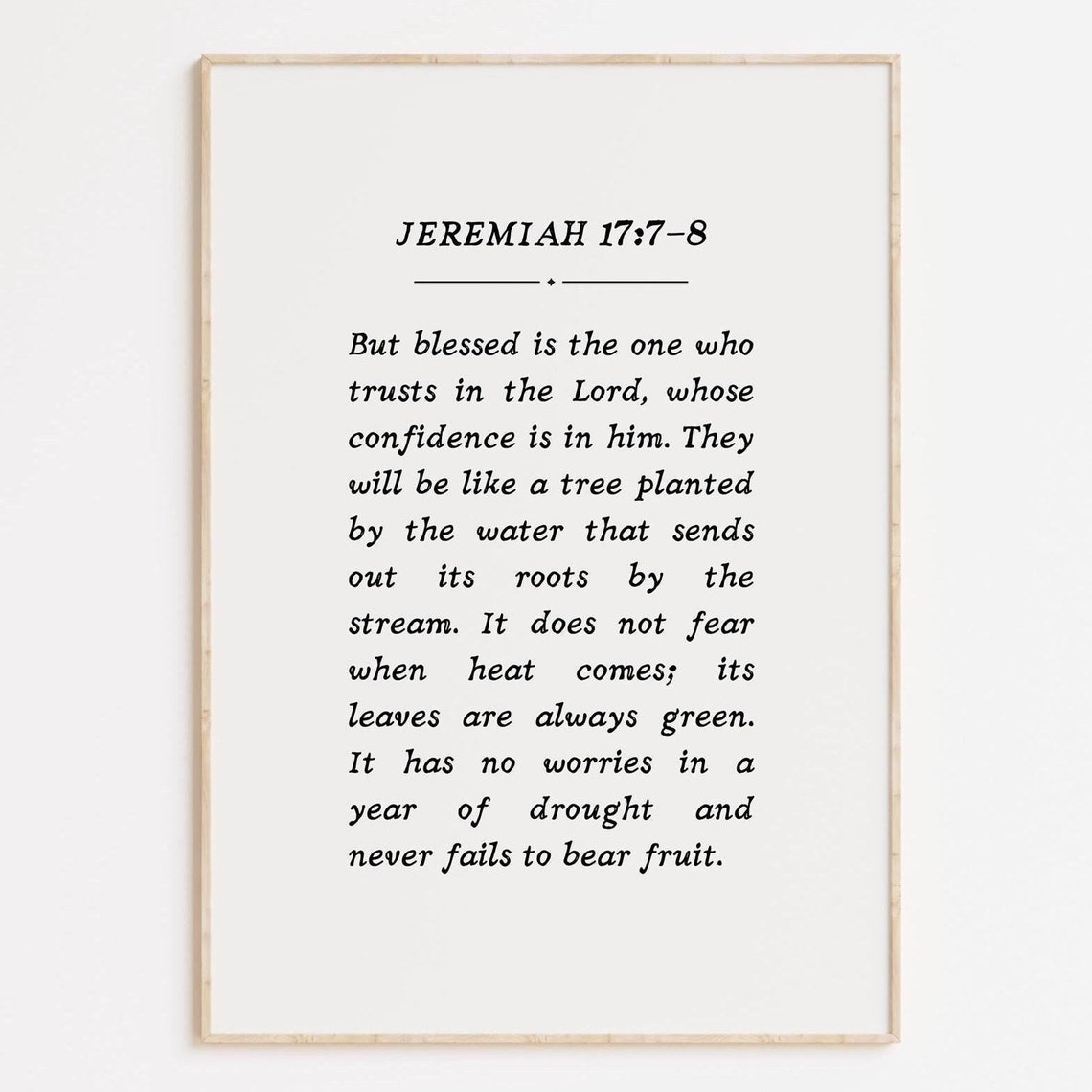 Jeremiah 17 7-8 Tree Planted by Water Scripture Faith Poster