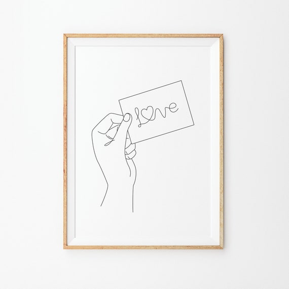 Love Tag Holding Hand Print Line Art Poster Line Print Minimal Line Drawing Black White Art Hand Drawing Art Love