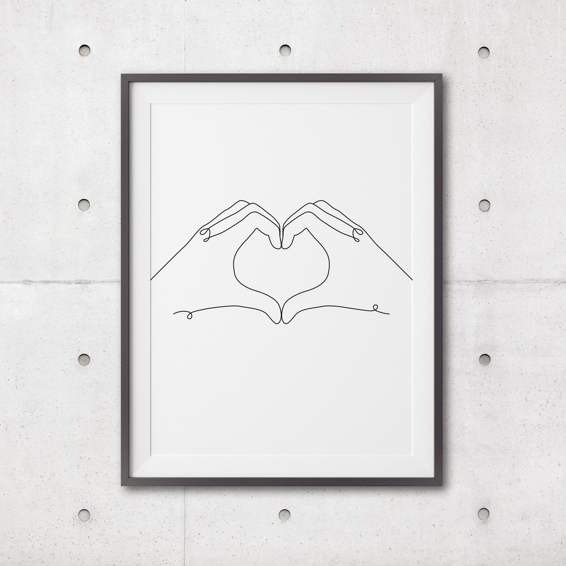 Love Mark Hands Print Line Art Poster Line Art Minimal Love Mark Hands Art Black White Art Line Print Sketch Hand Drawing - Image 3