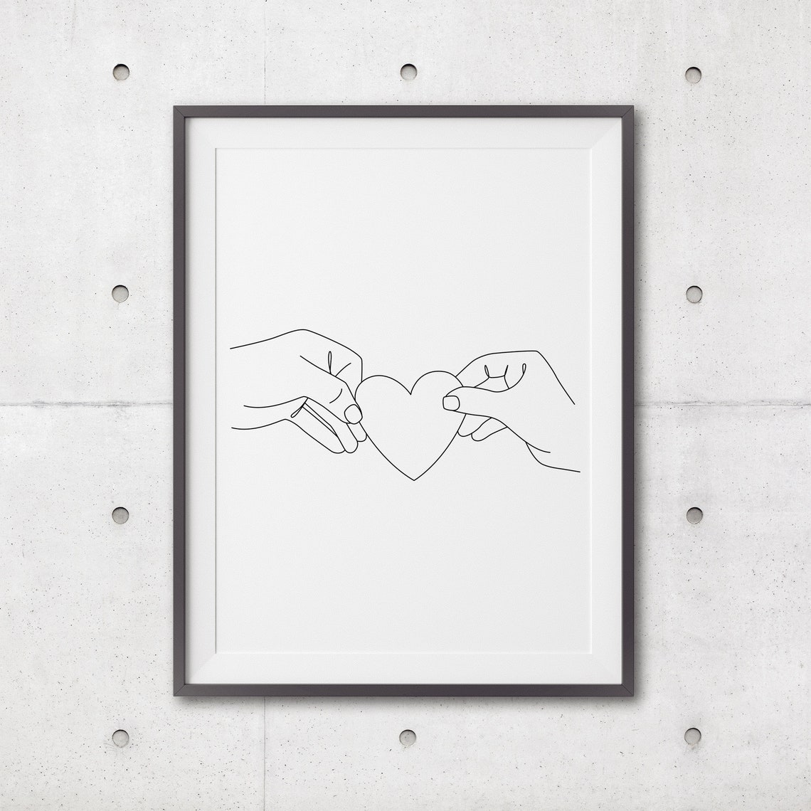 Hands Holding Heart Line Art Prints Line Drawing Hands Line Art Line Art Line Poster Line Sketch Black Lines Art Wall Decor - Image 3