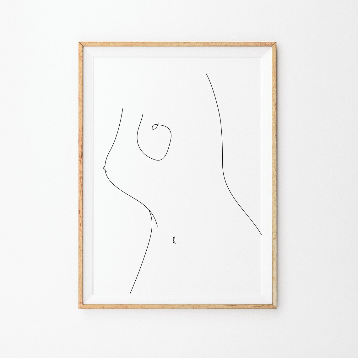 Elegant Nude Female Torso Minimal Line Drawing Sensual Poster