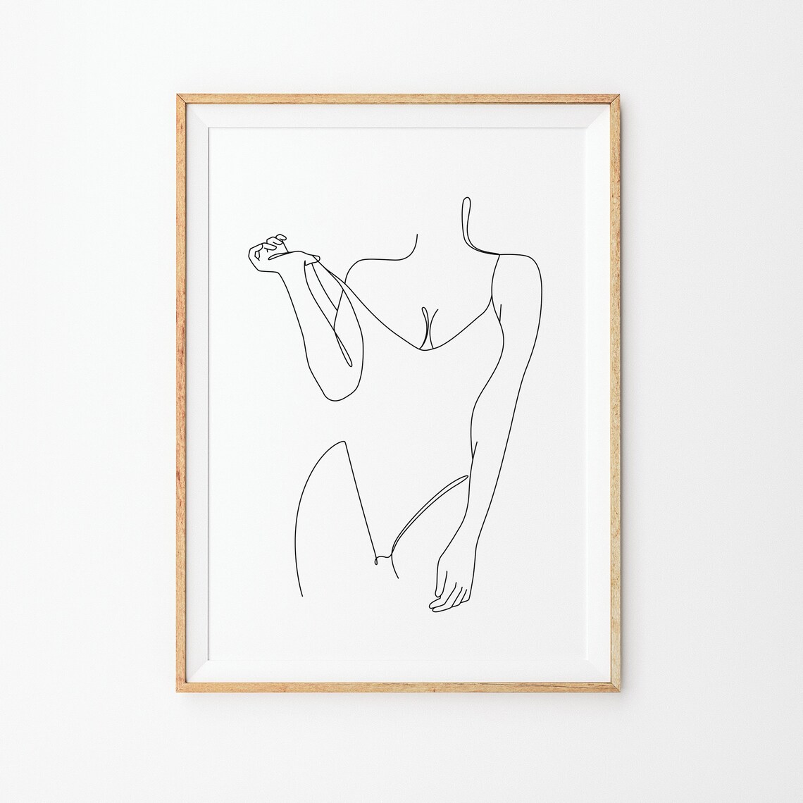 Standing Nude Woman Elegant Minimal Line Drawing Body Poster