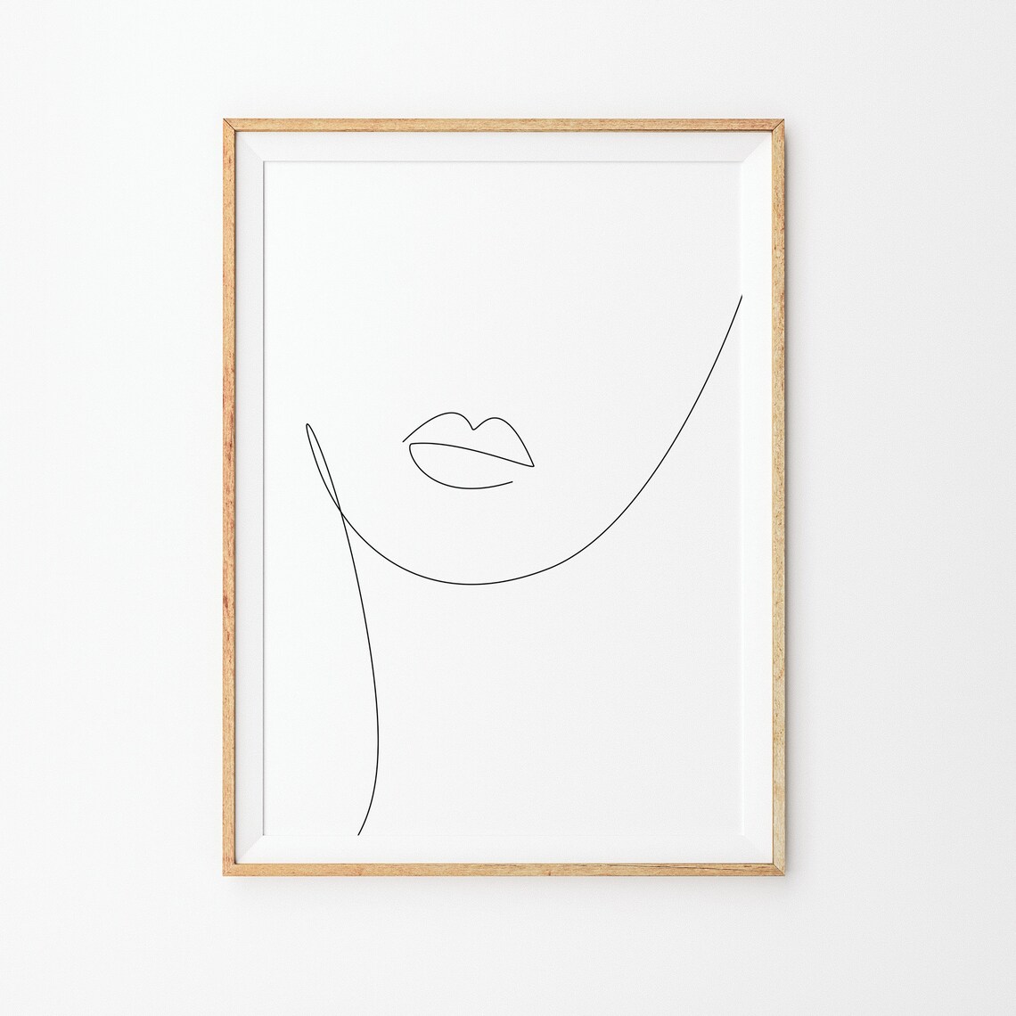 Woman Lips Chin Minimalist Line Art Beauty Portrait Drawing Poster
