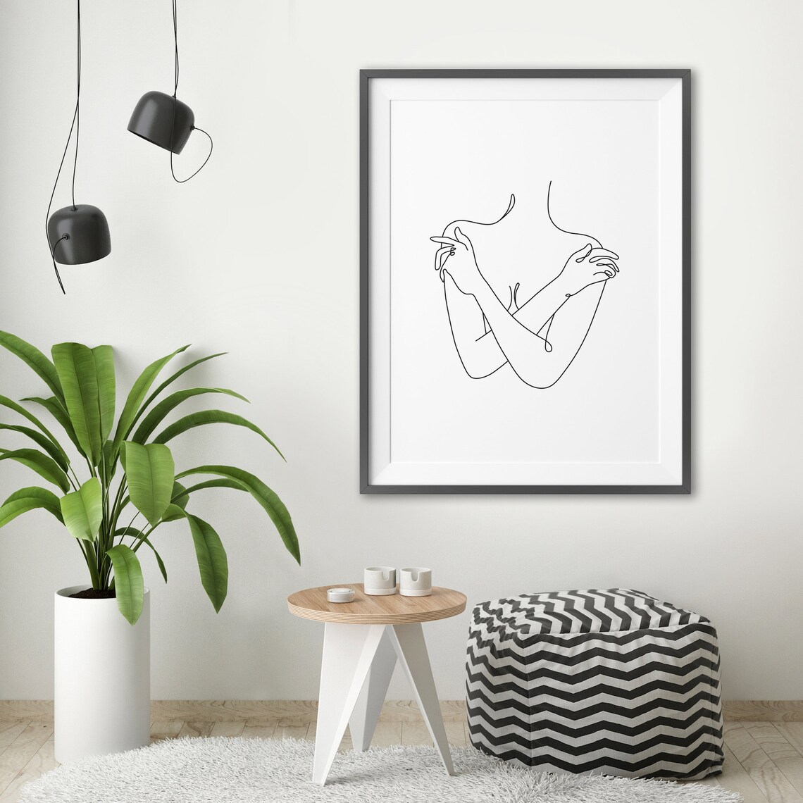 Female Torso Crossed Arms Line Art Figure Body Outline Poster - Image 2