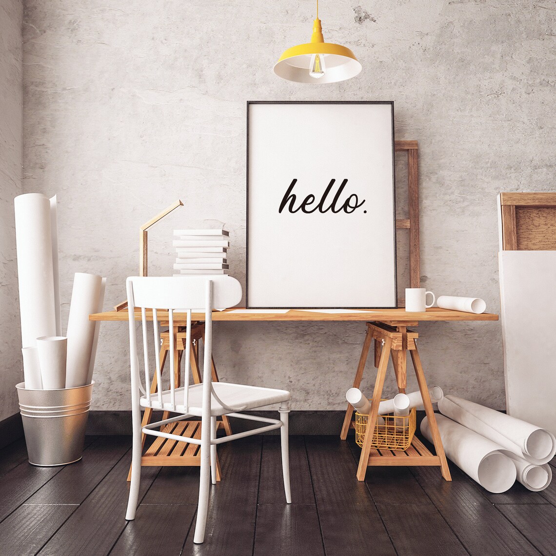 Typography Hello Hello Art Interior Poster Living Room Wall Art Interior Decor Minimalist Art Monochrome Prints - Image 2