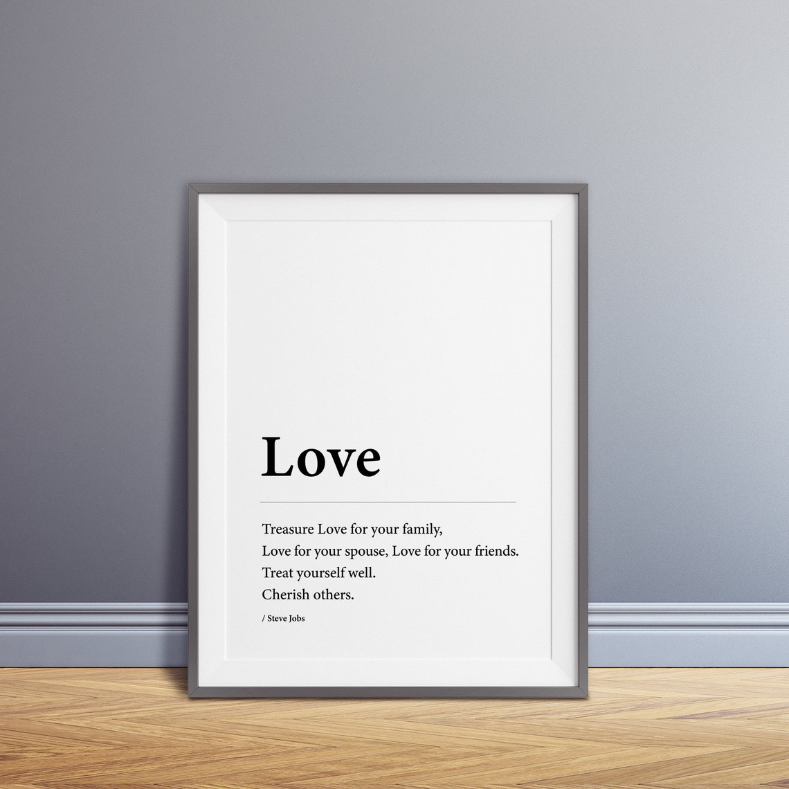 Love Definition Print Love Quote Print Love Wall Art Love Typography Poster Monochrome Art Steve Jobs Inspirational Saying - Image 3