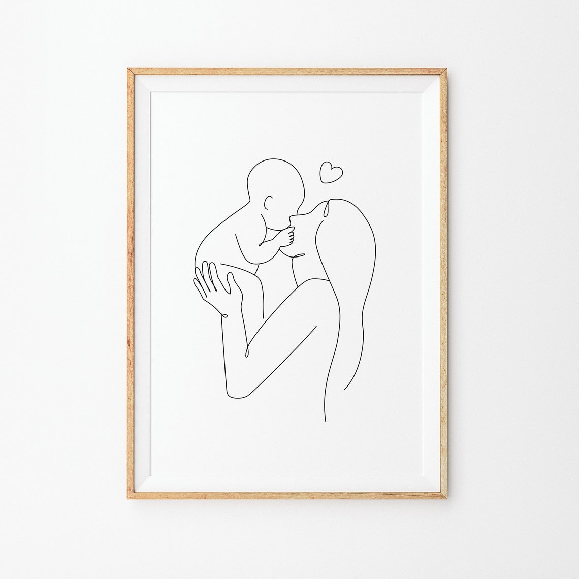Kissing Mother And Baby Print Mother And Baby Wall Line Art Minimal Nursery Line Art Mother And Child Line Drawing Nursery Art