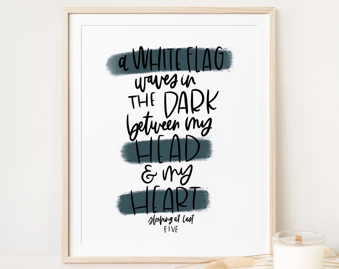 Sleeping At Last Five White Flag Lyrics Hand Lettered Art Poster