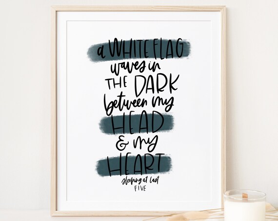 Sleeping At Last Five White Flag Lyrics Hand Lettered Art Poster
