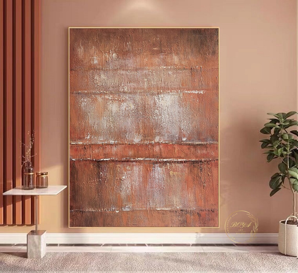 Large Orange Painting Original Orange Painting Orange Minimalist Wall Art Landscape Abstract Painting Brown Modern Abstract Painting - Image 2
