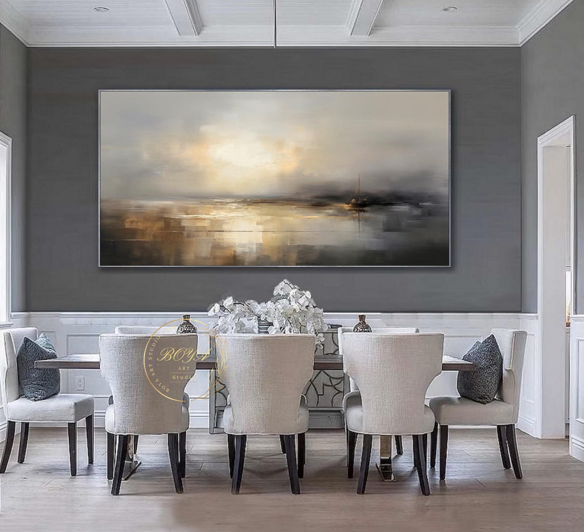 Golden Misty Seascape with a Distant Sailboat on the Horizon Poster - Image 4