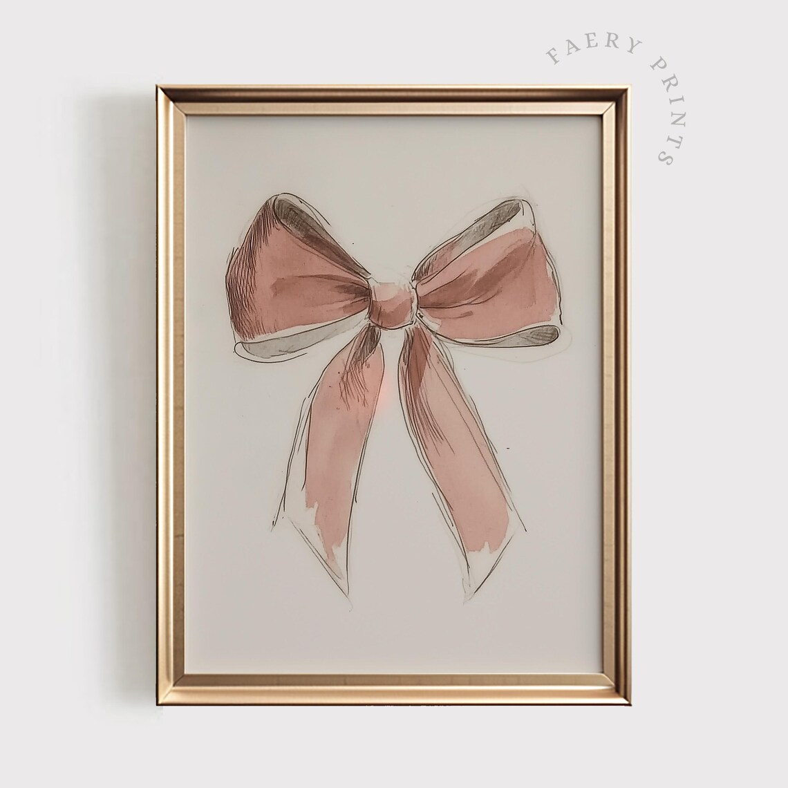 Blush Pink Watercolor Bow Feminine Nursery Girls Room Art Poster - Image 5