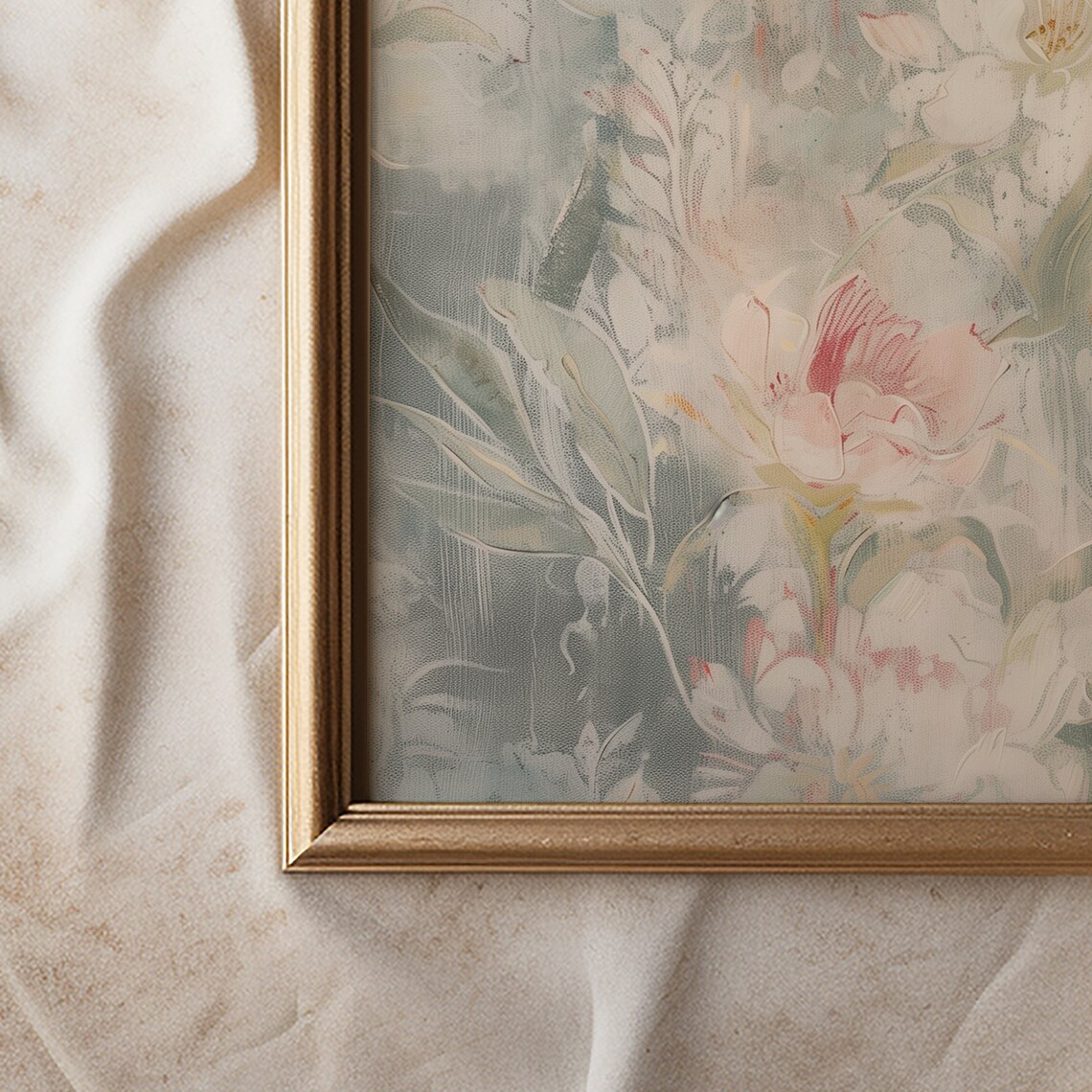 Pastel Floral Textile Art Print, Nursery Farmhouse Decor - Image 4