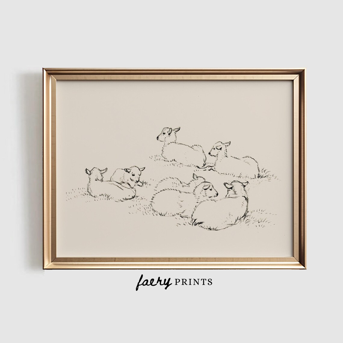 Vintage Sheep Nursery Animal Sketch Art Print