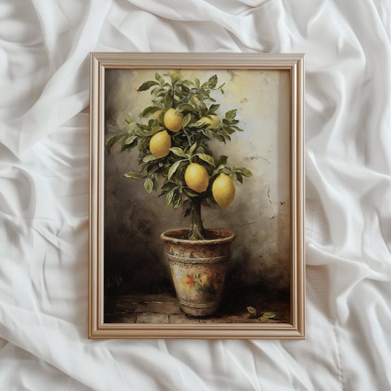Lemon Tree Vintage Farmhouse Kitchen Art Print