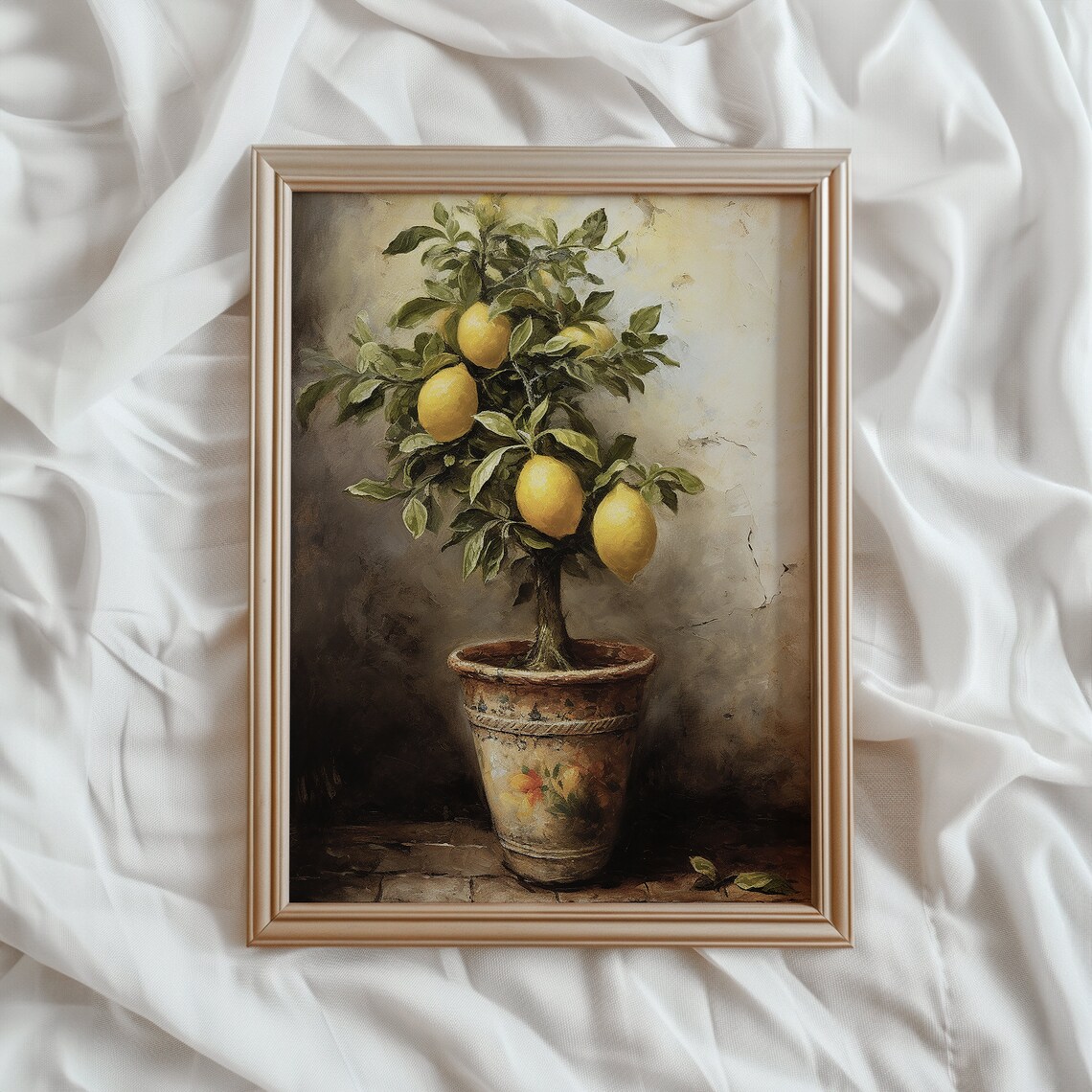 Lemon Tree Vintage Farmhouse Kitchen Art Print