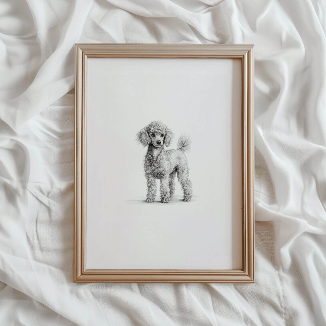Miniature Poodle Dog Sketch Print, Pet Wall Art