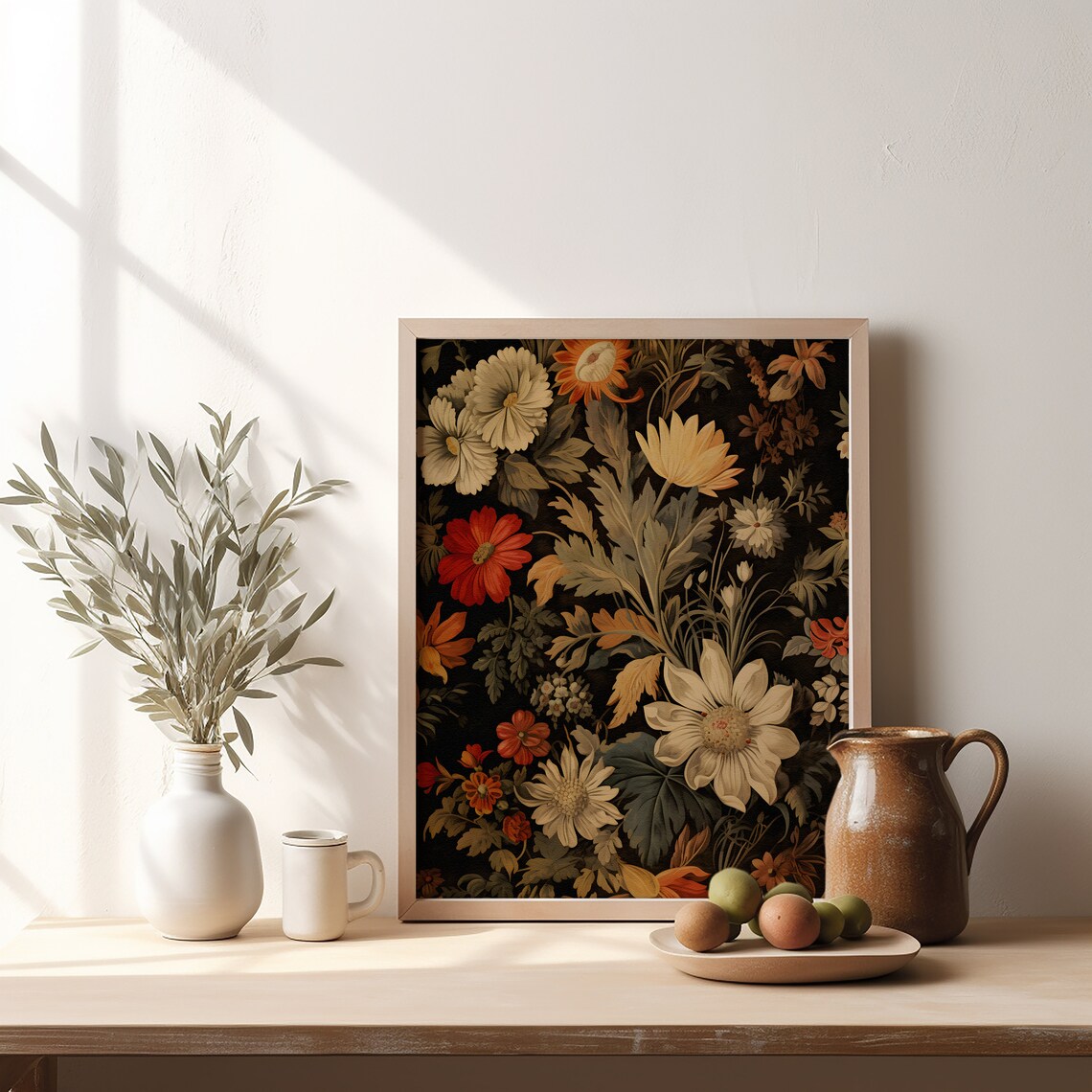 Floral Tapestry Print, Vintage Botanical Textile Art - Image 5