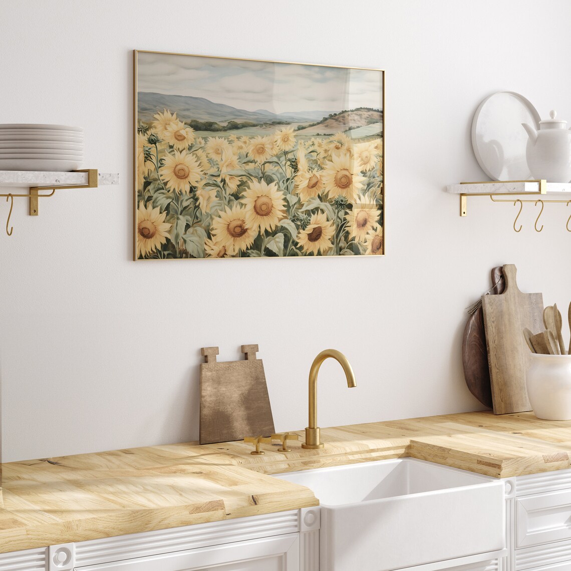 Sunflower Field Art Print, Soft Autumn Decor - Image 4