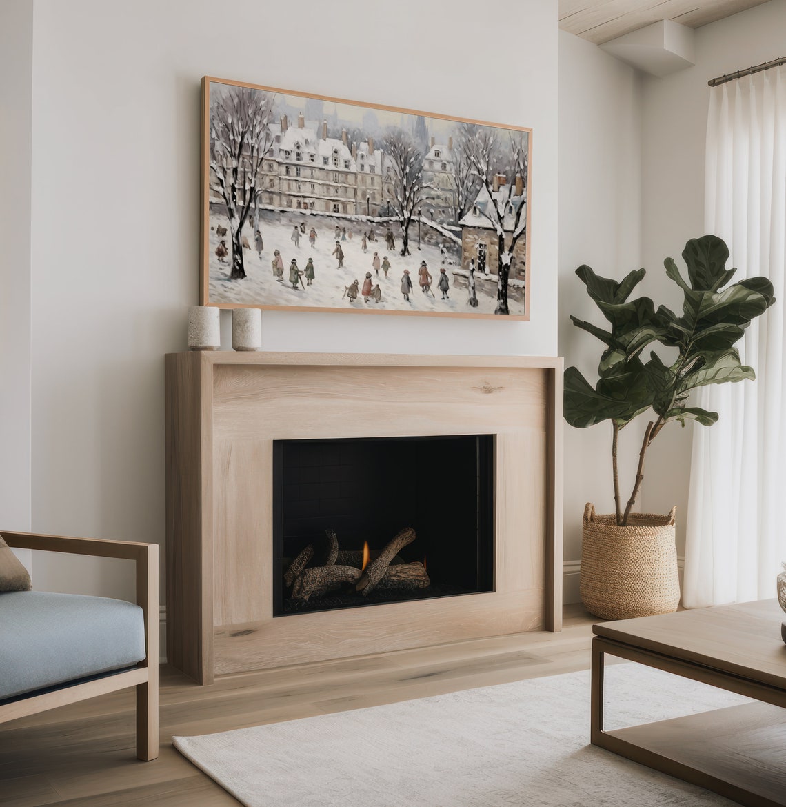 Winter City Frame Tv Art Winter Frame Tv Art Tv Painting Neutral Seasonal Smart Tv Art Snowy Tv Art S213 - Image 2