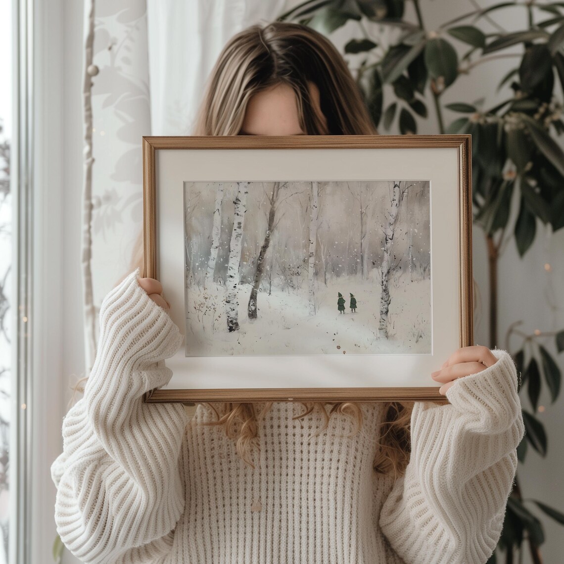 Snowy Birch Forest Print, Christmas Winter Landscape - Image 3