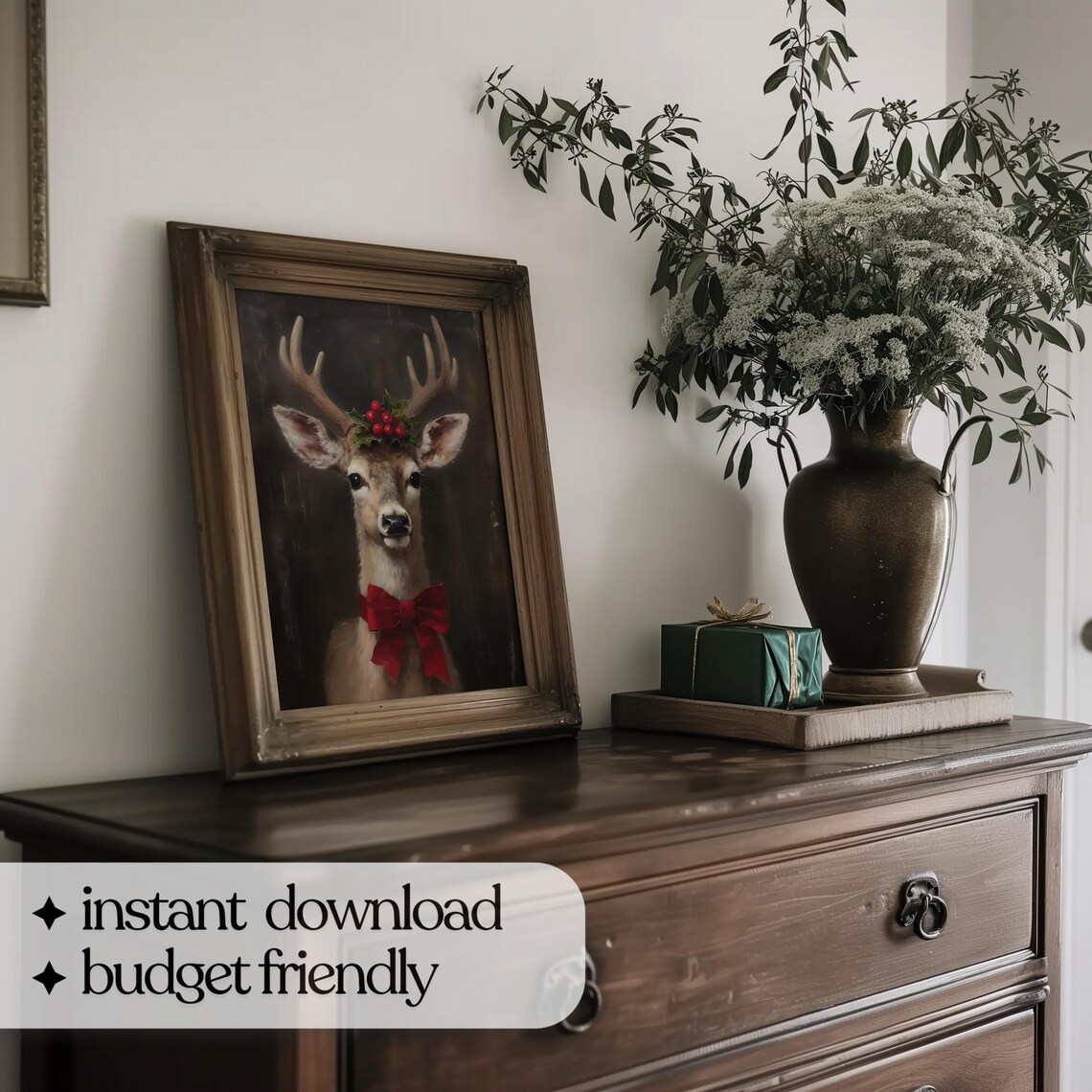 Festive Reindeer Christmas Wall Art, Holiday Print - Image 5