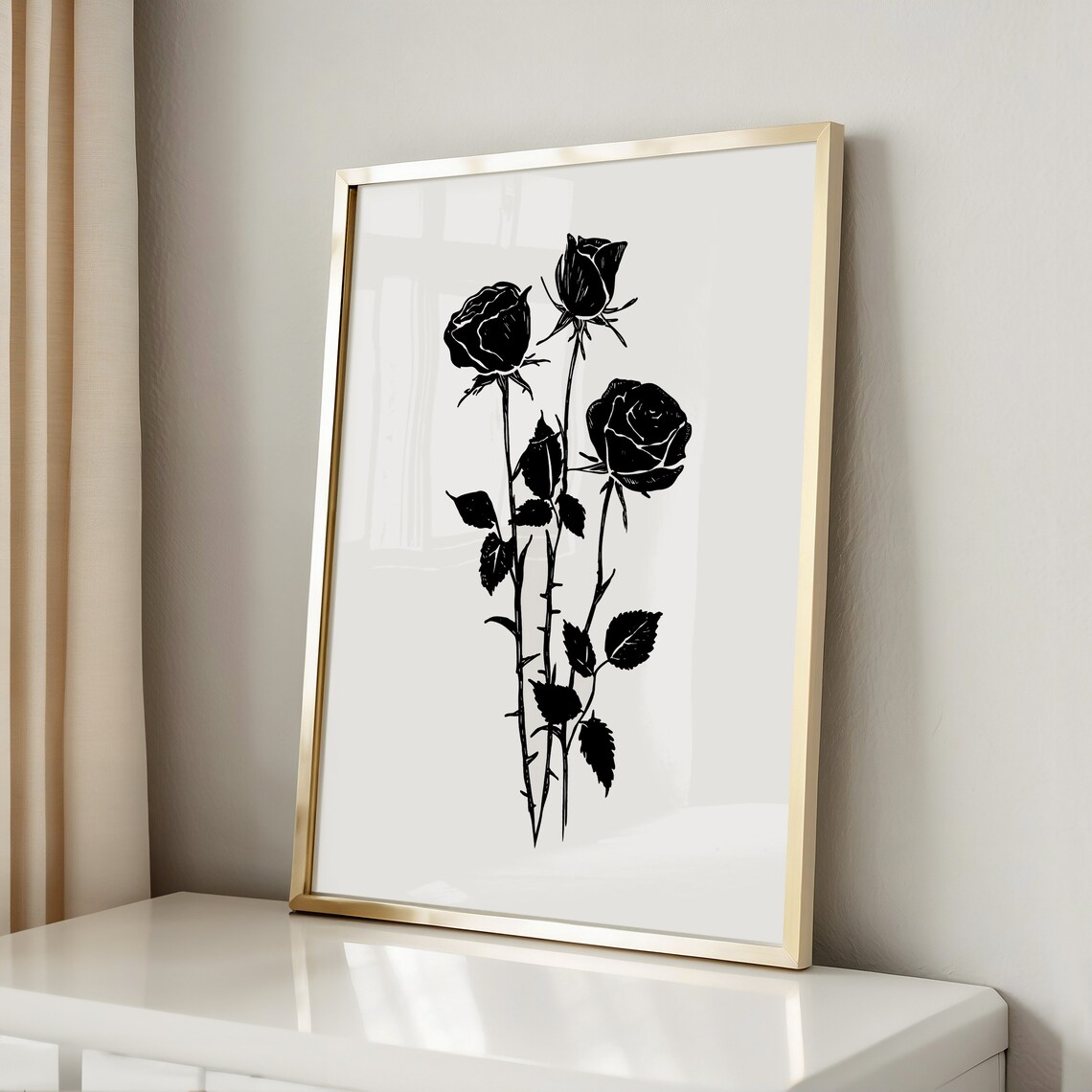 Minimalist Black Rose Line Art Art Print - Image 5