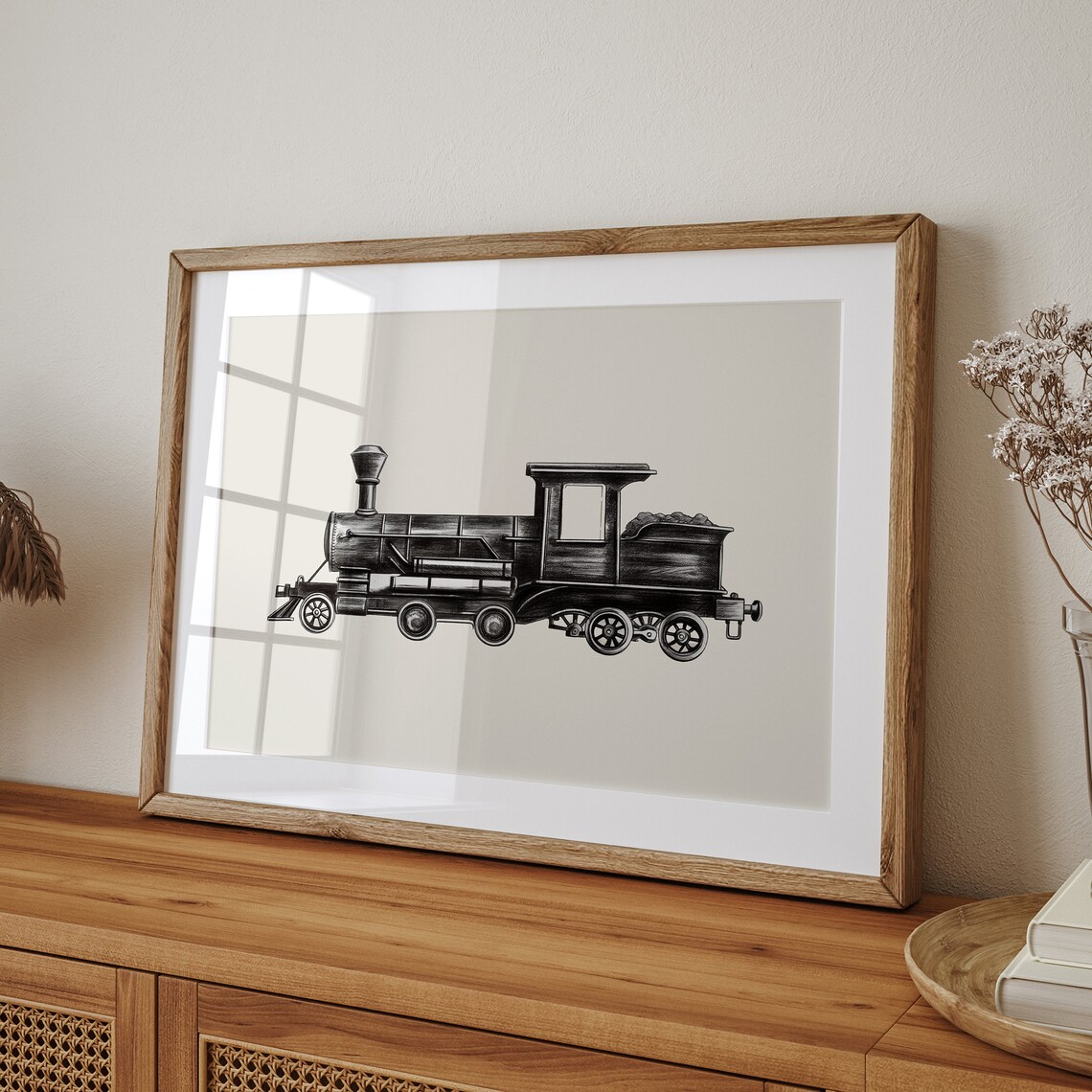 Black Train Vintage Nursery Wall Art Print - Image 4
