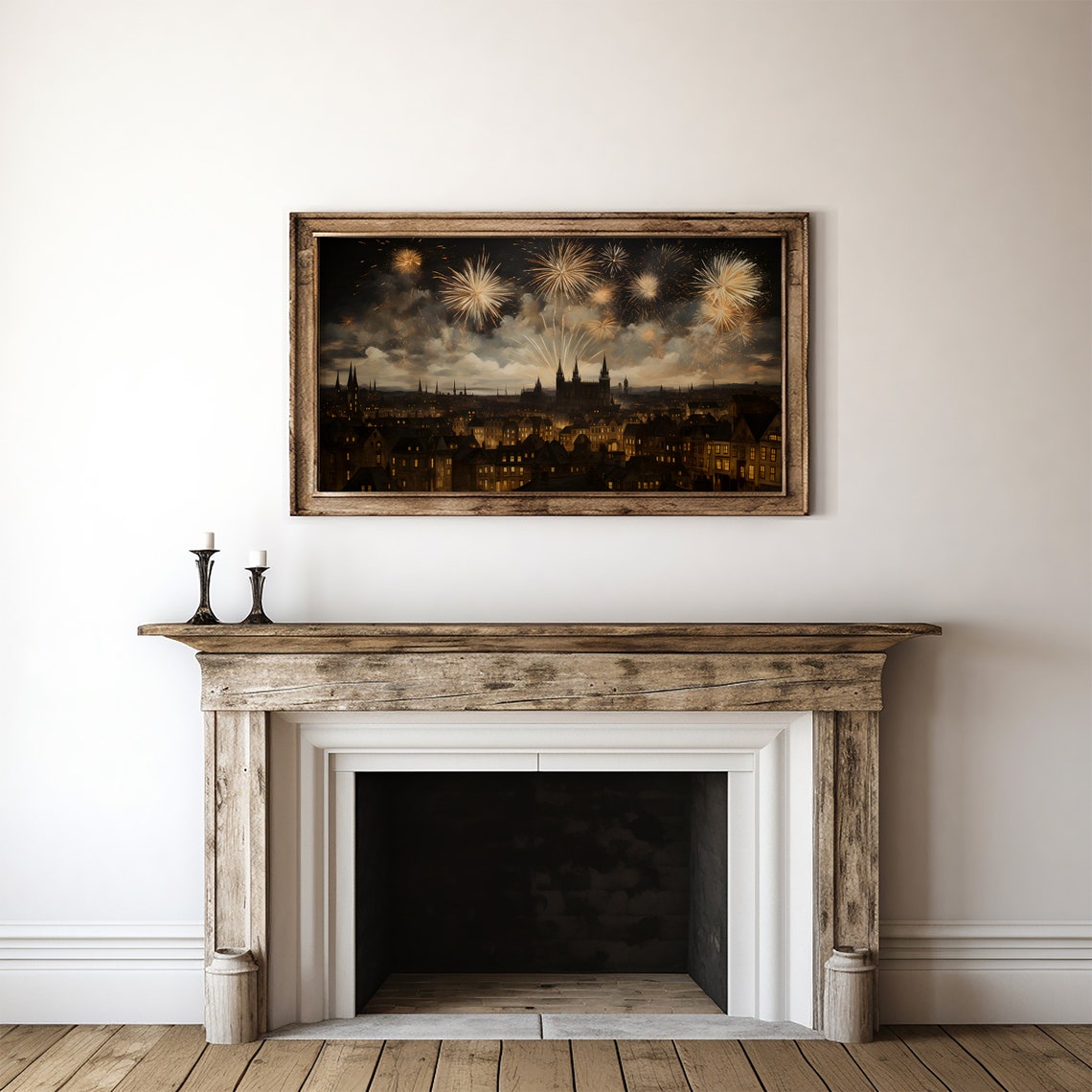 New Years Eve Fireworks European City Skyline Night Celebration Poster - Image 2