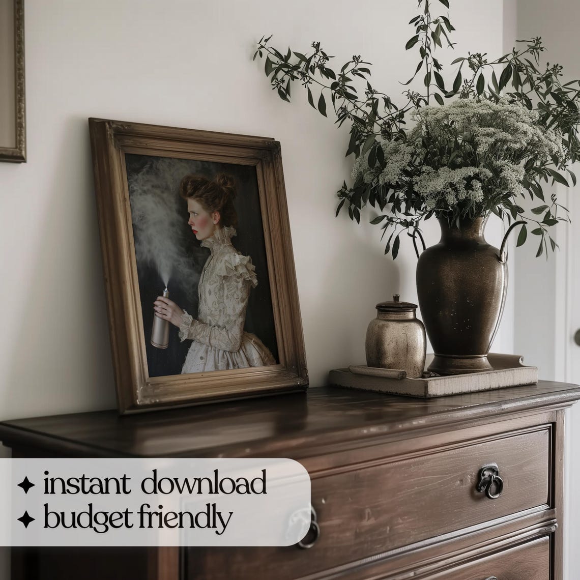 Victorian Lady Spraying Hairspray Quirky Funny Bathroom Decor Poster - Image 5