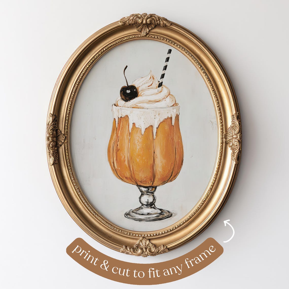 Pumpkin Spice Milkshake with Whipped Cream Fall Dessert Art Poster - Image 5