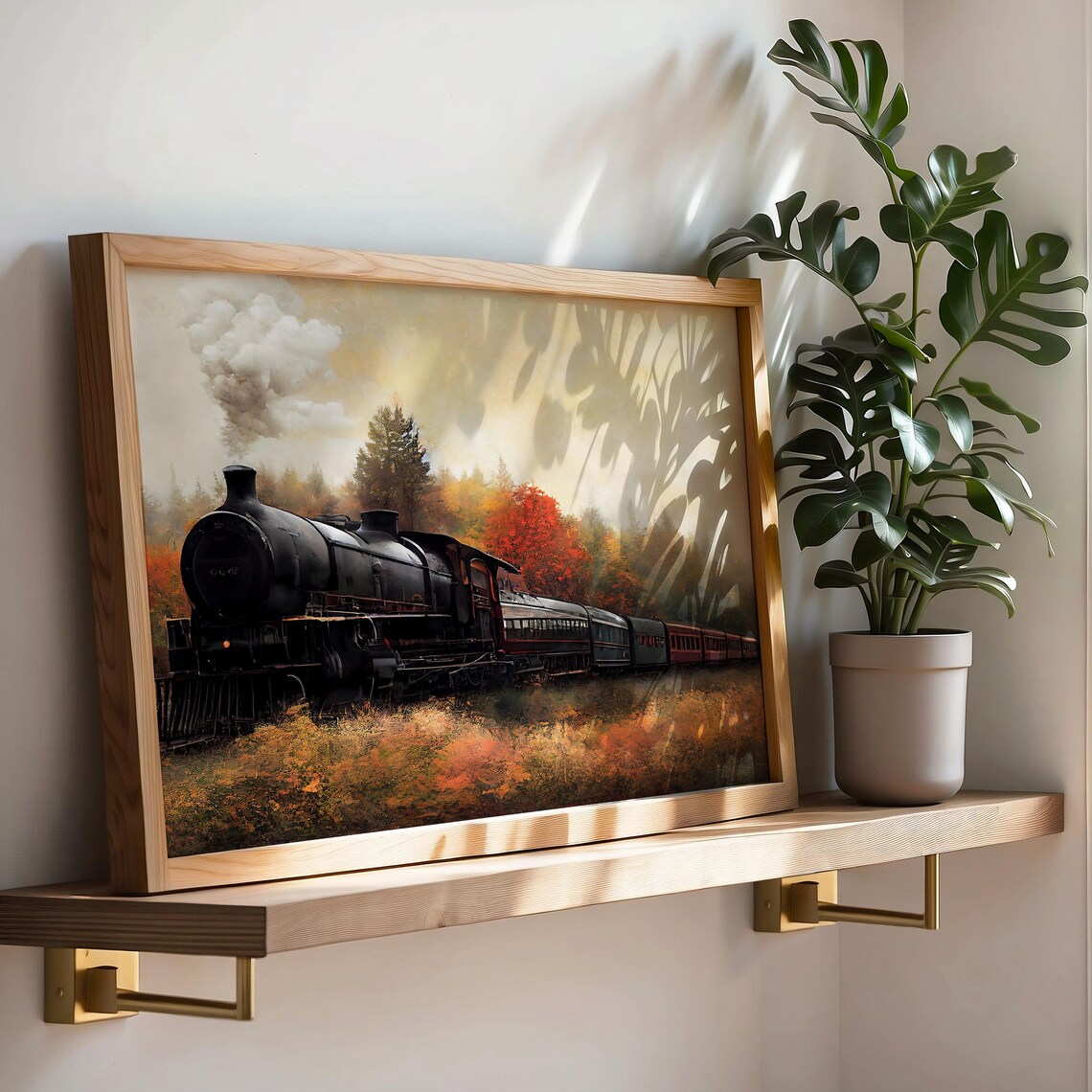 Autumn Landscape Vintage Steam Train Art Print - Image 4