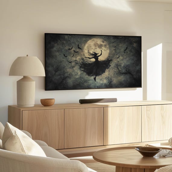 Halloween Frame Tv Art Witchy Art For Frame Tv Full Moon Tv Art Dark Moody Halloween Art S289