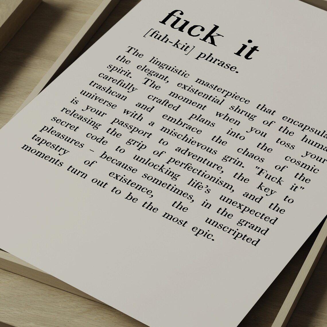 Fuck It Definition Funny Minimalist Quote Art Print - Image 4