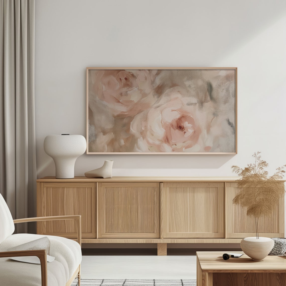 Blush Pink Roses Vintage Romantic Floral Frame TV Art Poster - Image 2