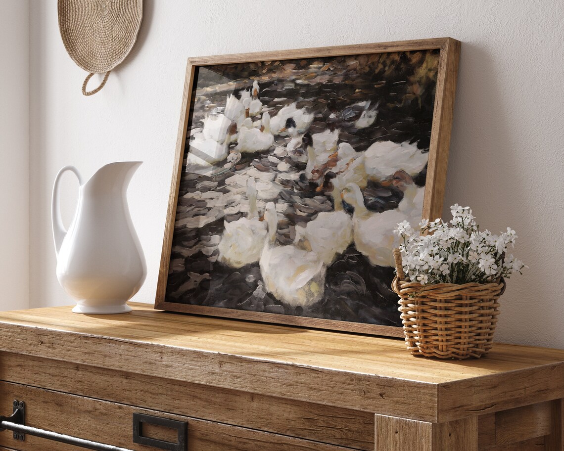 Ducks In A Pond Vintage Farmhouse Art Print - Image 5