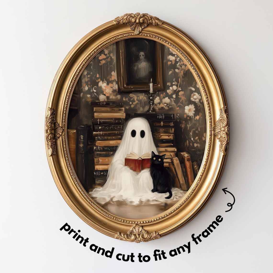 Ghost In A Library Poster Print, Halloween Decor - Image 4