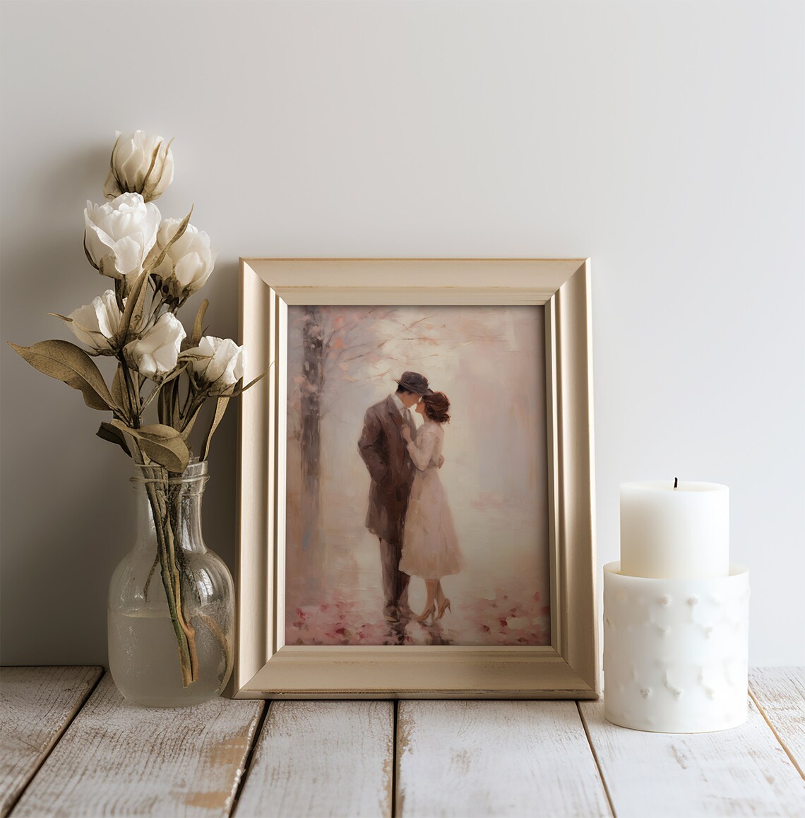 Romantic Couple Print, Vintage Valentine Wall Art