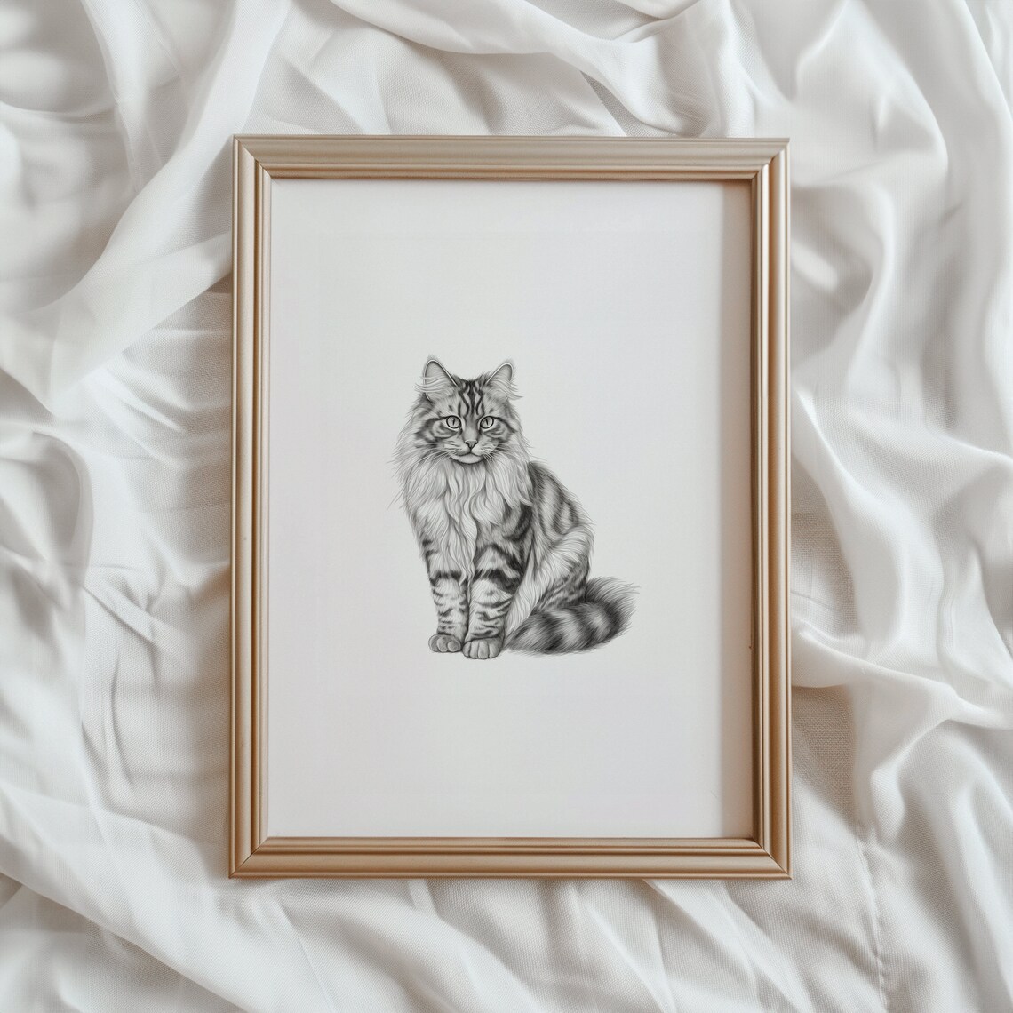 Siberian Cat Sketch, Cat Art Print