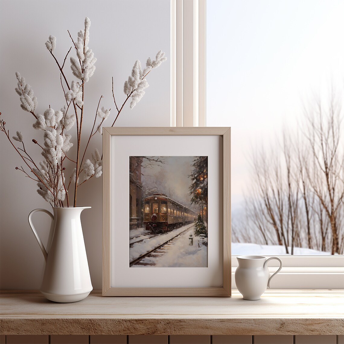 Winter Train Christmas Art Print, Seasonal Home Decor - Image 3