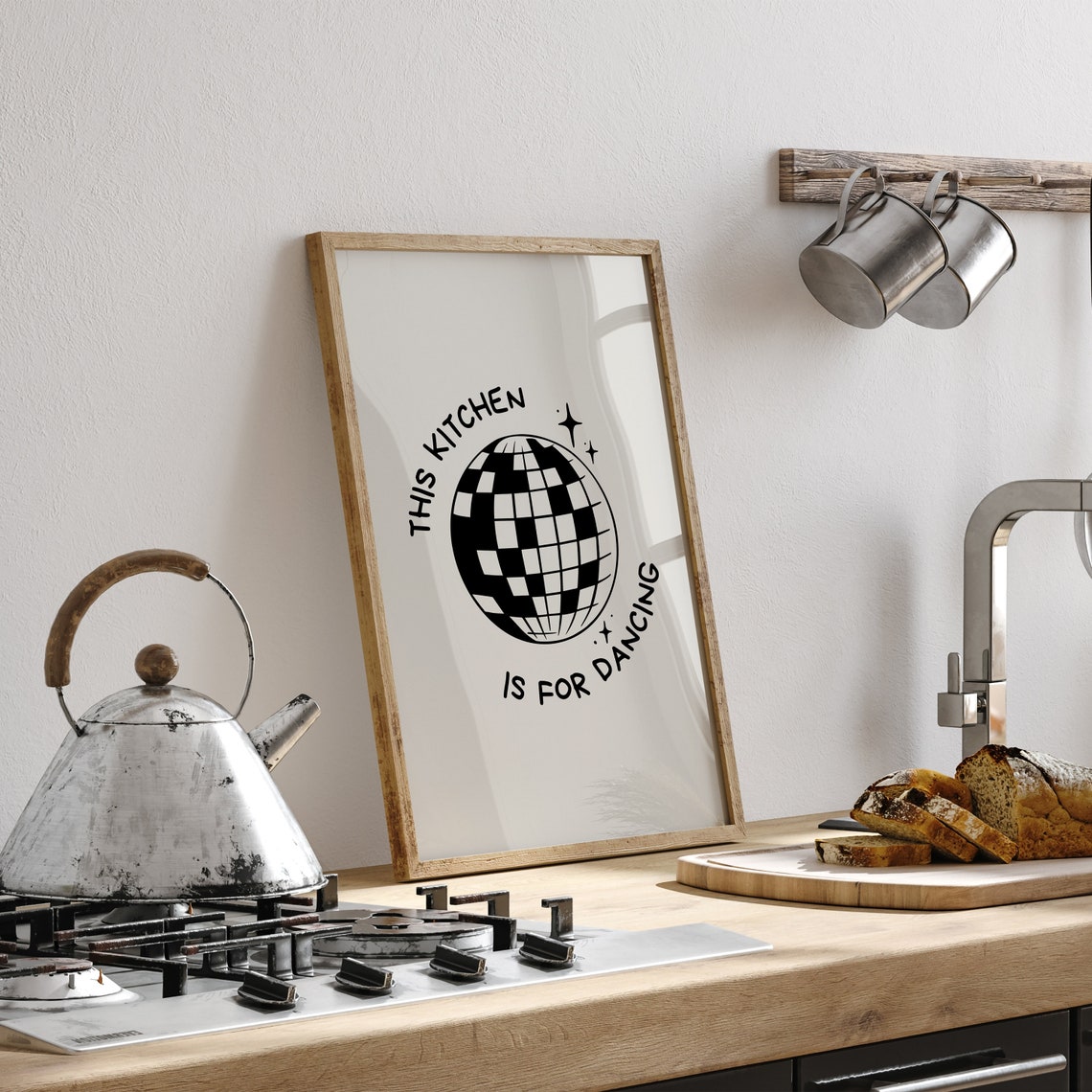 This Kitchen Is for Dancing Disco Ball Funny Kitchen Quote Poster - Image 5