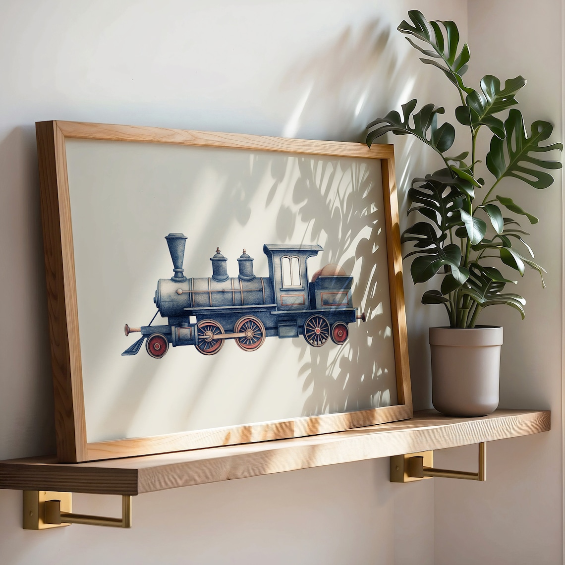 Red Train Vintage Art Print, Nursery Room Decor - Image 3