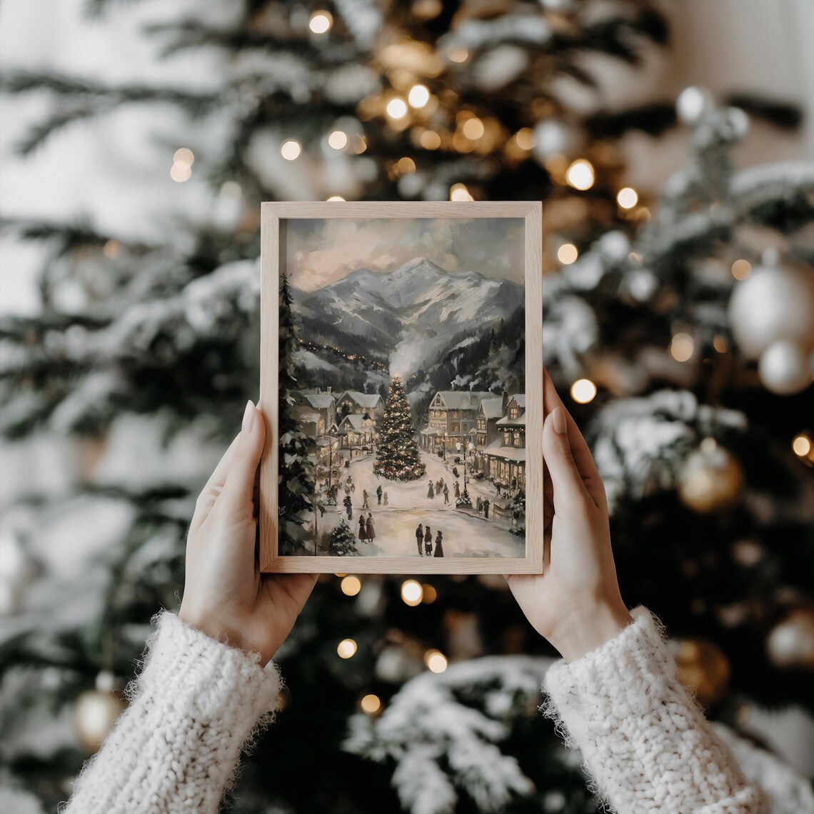 Christmas Village Art Print, Festive Winter Holiday Decor - Image 3