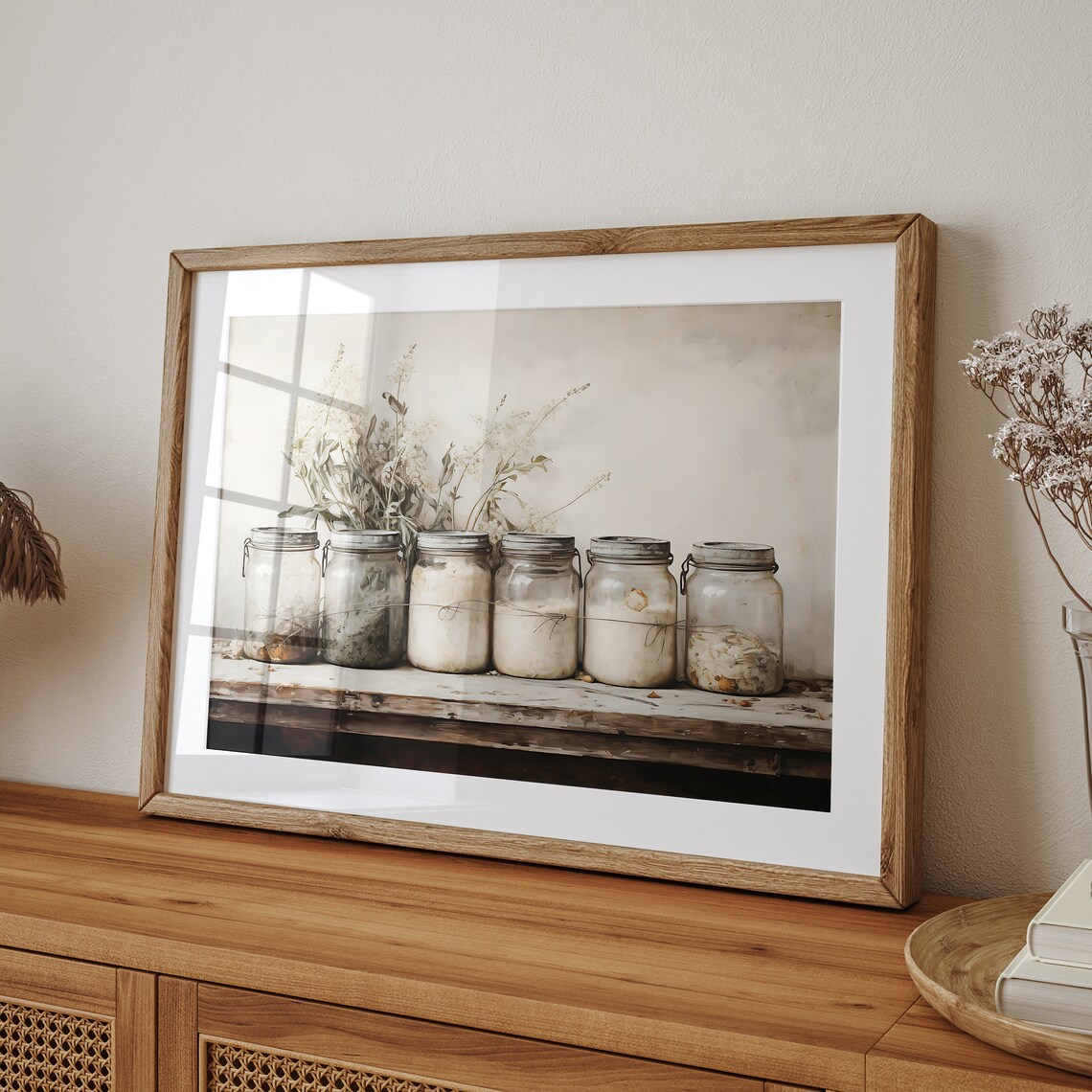 Country Kitchen Farmhouse Mason Jar Spices Art Print - Image 3