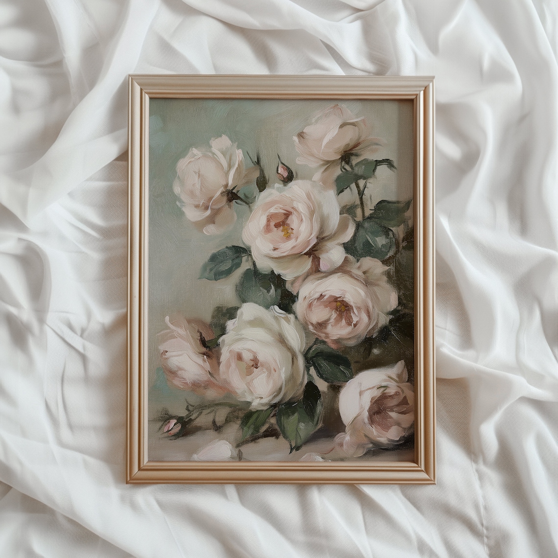 Pink Roses Vintage Romantic Wall Art Print